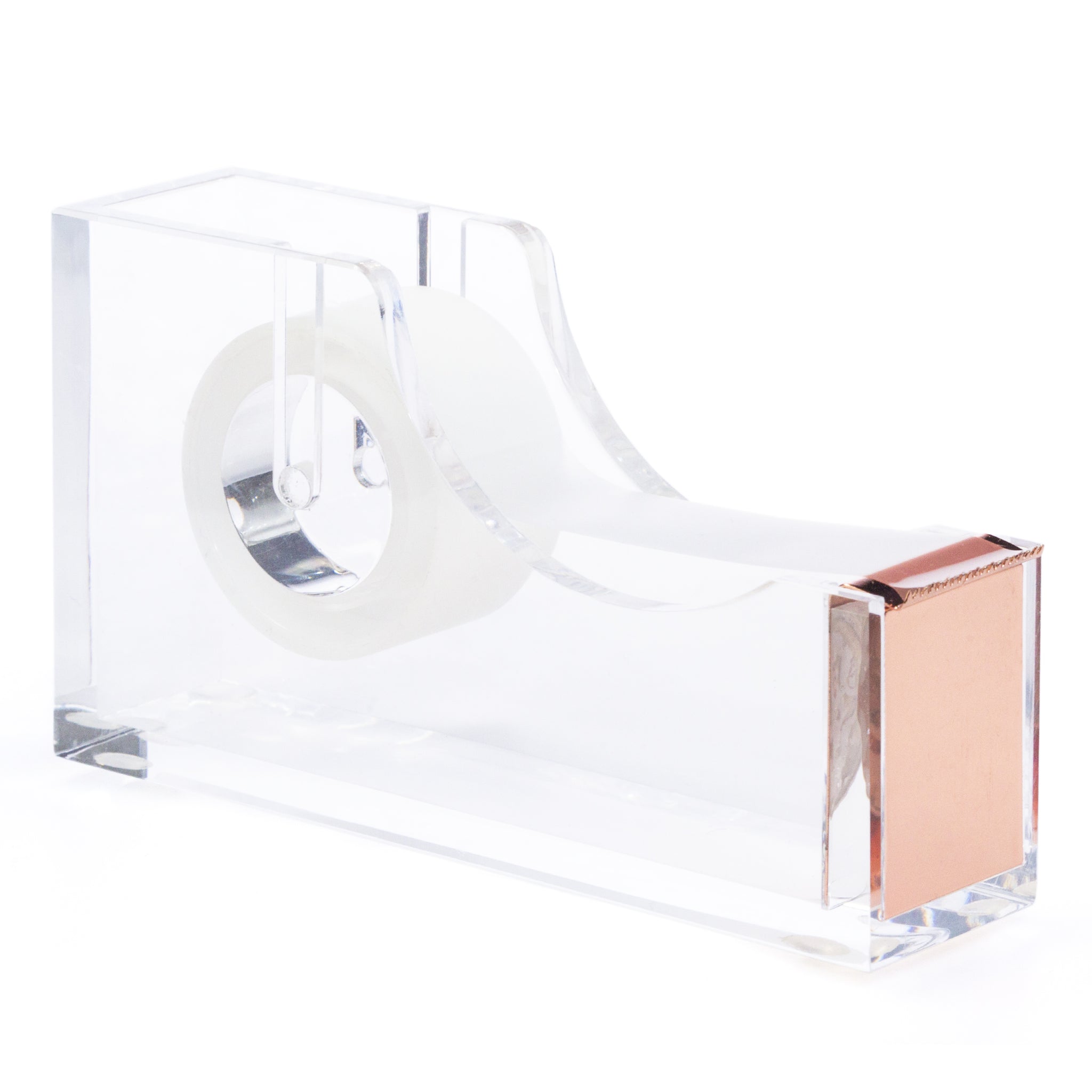 Staple & Stick Office Supplies Designer - Acrylic Lucite Rose Gold Stapler & Tape Dispenser - Elegant Rose Gold Tape Dispenser & Stapler Gift Set 